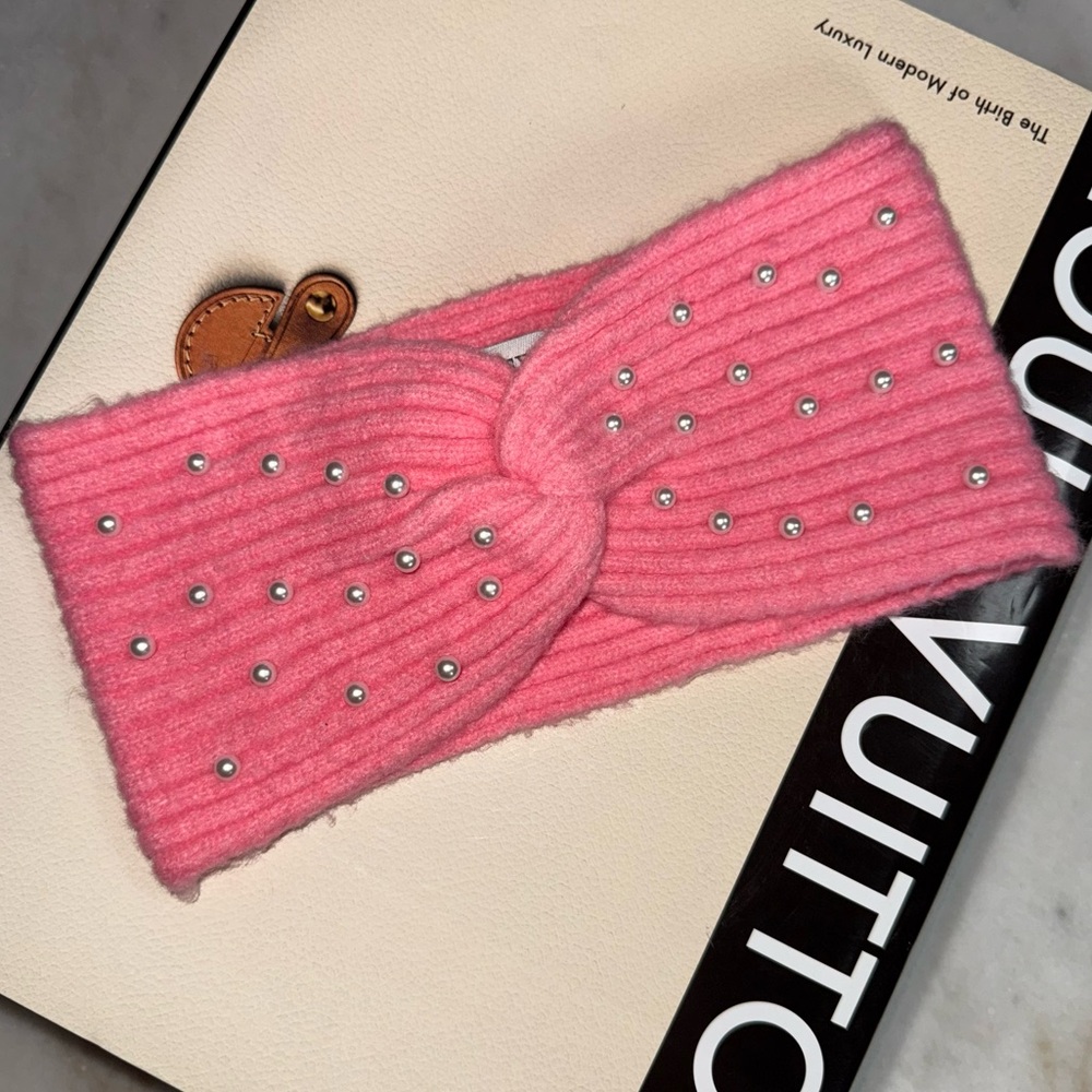 J.Crew Factory Pink Pearl Embellished Knit Headband New